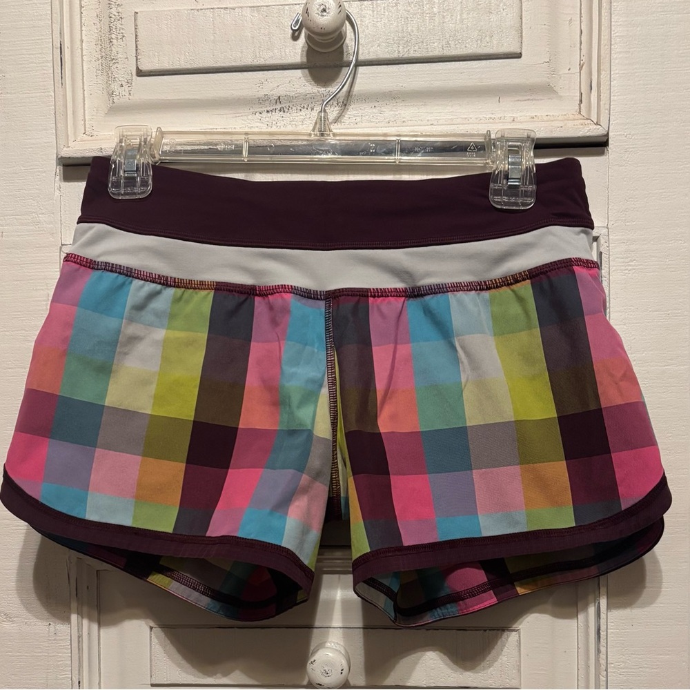 Lululemon Run: Speed Shorts in Sea Check Multi / Plum (Rare/Hard to Find)